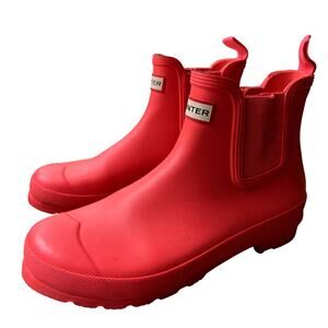 Hunter Original Chelsea Rain Women Boots Size 10 red pink
